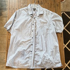Club Room Men’s Blue/White Geometric Woven SS Button-Up Point Collar XL