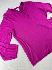 St. John’s Bay Fuchsia Split V-Neck Henley Tunic