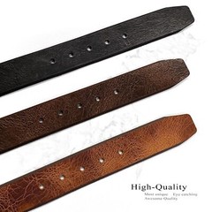 Classic Casual Full Leather Belt Vintage 100% Genuine Leather Belt 1-1/2″ wide