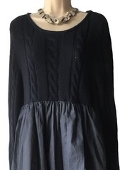 NWT CABBAGES and ROSES Wool Alpaca Mix Top & Ballon Skirt Dress 12/14 Navy Blue