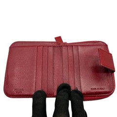 PRADA Tessuto nylon triangular logo folding wallet red compact wallet