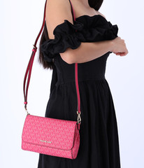 Michael Kors Jet Set Medium Convertible Pouchette Crossbody Electric Pink MK