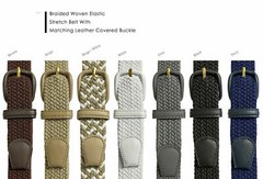 7001 Women’s Leather Covered Buckle Woven Elastic Stretch Belt, 1-1/4″ Wide