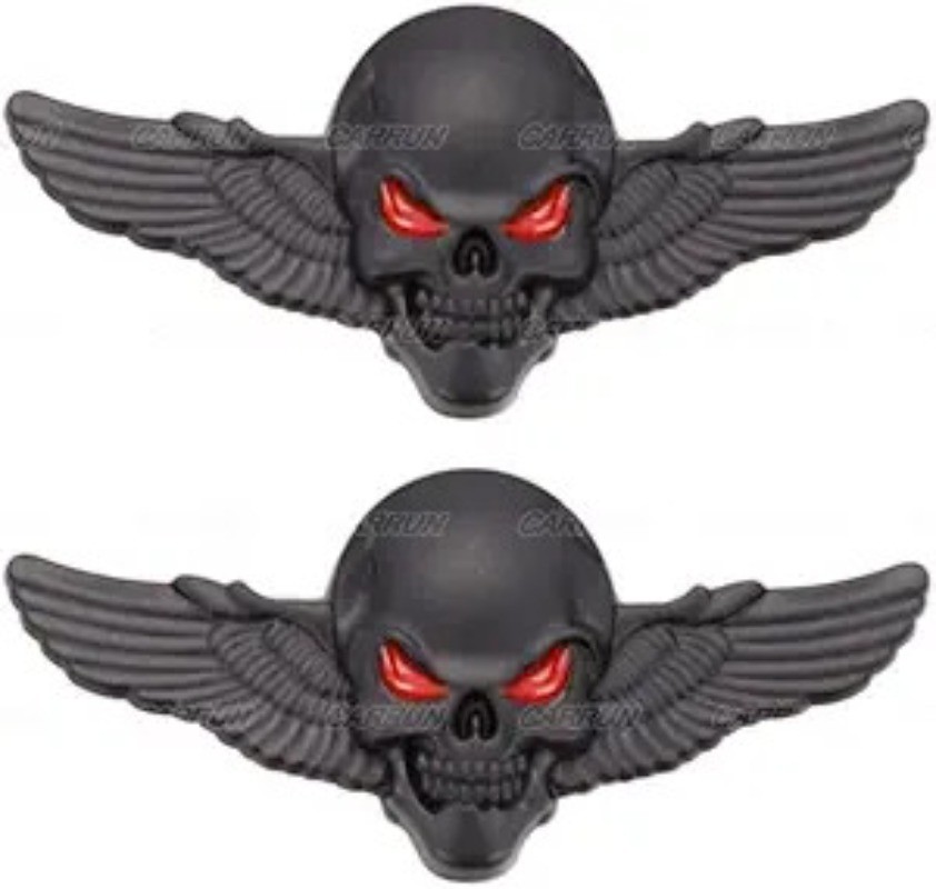 3D Skeleton Skull Emblem Car Badge Sticker Car Side Rear Front Ho Color: Black