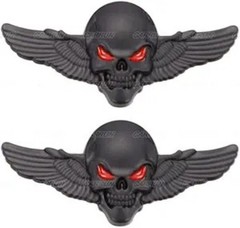 3D Skeleton Skull Emblem Car Badge Sticker Car Side Rear Front Ho Color: Black