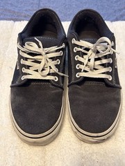VANS Men’s Low Top Lace-Up Athletic Sneakers, Solid Blue/White US MENS SIZE 12