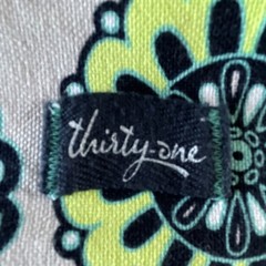 Thirty-One Paisley Tote Bag Blue Green White Zip Embroidered Initials