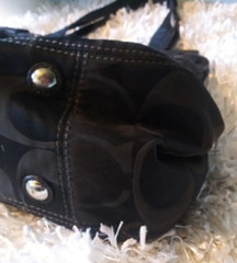 Coach Garnet Signature C Canvas Gathered Black Magic Bag Tote/Shoulder Bag