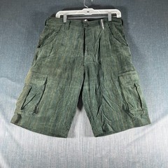 Black Diamond Star Men’s Shorts Size 34 Green Striped Pockets Cargo Cotton
