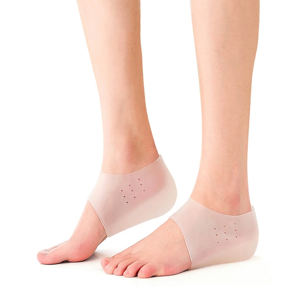Heel Protectors Height Increase Insole Silicone Invisible 1.57 Inch, White