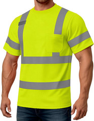 Hi Vis Shirts for Men & Women, Short Sleeve Class 3 High Visibility Safety Shirt