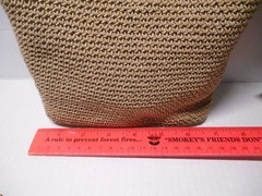 Kathie Lee Crochet Knit Shoulder Bag Tan/Beige Zip Boho Crossbody Handbag Purse