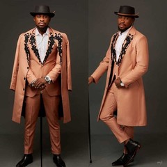 New Arrival Men’s Banquet Suits Slim Fit Long Coat Jacket Pant for Evening Party