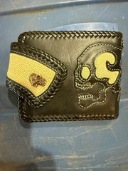 hand tooled leather biker wallet