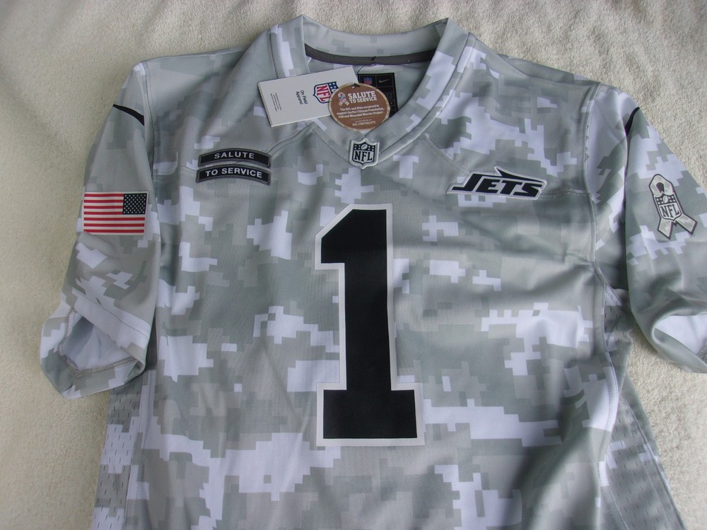 NWT Nike youth football jersey, L, NY Jets, #1, Gardner, Salute to Service, camo