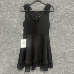 City Studio Dress Juniors 7 Black Crochet Fit & Flare Sleeveless Party Cocktail