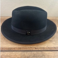 Bruno Capelo Princeton Collection Black Australian Wool Fedora Hat Medium