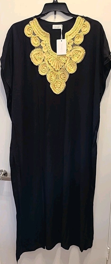 Tamsy Germany Caftan Kaftan Dress African Womens Casual Gown Handmade Black