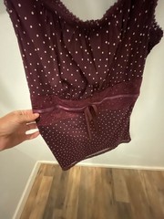 Maurices Women’s Size S Burgundy Polka Dot Lace Trim Tank Top