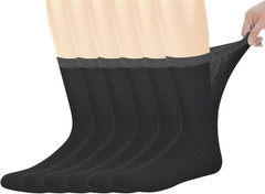 Men’s Diabetic Socks Seamless Toe Mid Calf 6 Pairs Size L