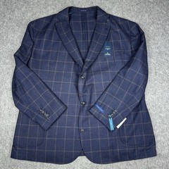 Stafford NWT Blazer Windowpane Blue Mens 56R Wool Blend Lightweight $220 MSRP