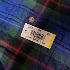 Claiborne Mens L Button Down Shirt Blue Green Plaid Canyon Explorer Long Sleeve