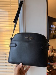 kate spade new york Staci Dome Crossbody Bag Black Zip Logo Gold Hardware