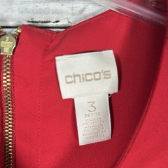 Chico’s Clarissa Crepe Tulip Hem Sleeveless Blouse Tank Top Red 3P XL