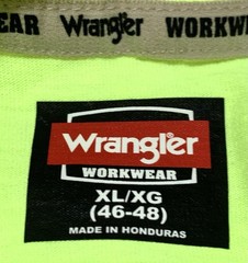 NEW Wrangler Workwear Men’s Hi-Vis Yellow Long Sleeve Pocket T-Shirt Size XL