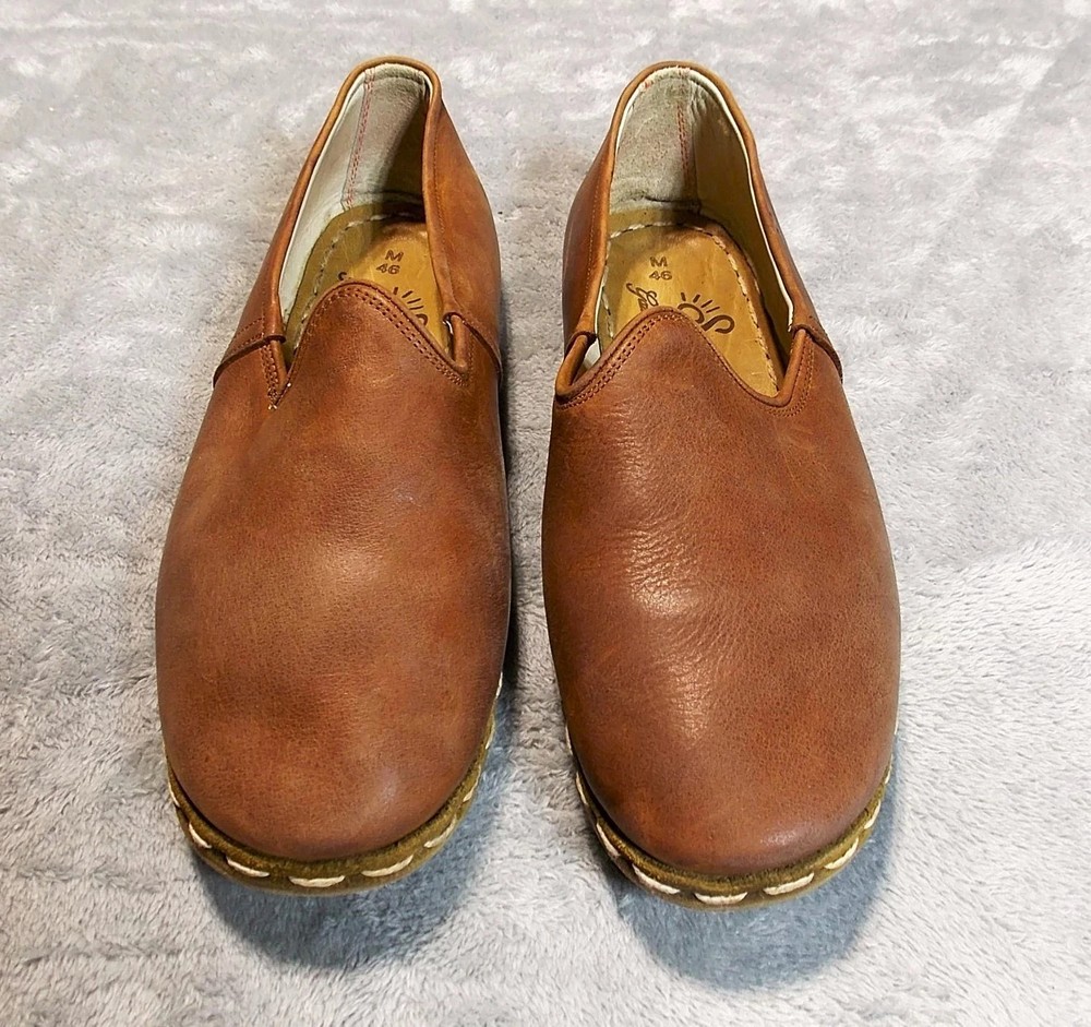 Sabah Fort Worth Men’s Slip-On Loafers, Brown, Size 46 (US 13-13.5)