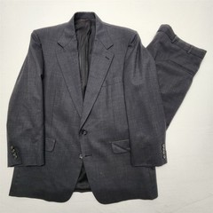 Vtg Old Money USA 44R 36×30 Dark Gray Nailhead Wool 2Btn 2Pc Jacket Pants Suit