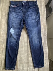 Tommy Jeans Women’s Blue Distressed High Rise Skinny-Leg Jeans Size 12 (32×26)