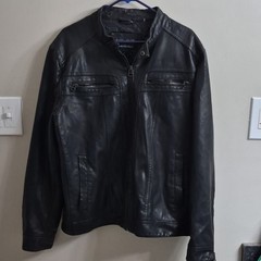 Wilson’s Leather Men’s Black Motorcycle Jacket Full-Zip Band Collar XL