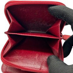PRADA Tessuto nylon triangular logo folding wallet red compact wallet