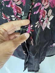 Joie 100% Silk Black Pink Floral Button Up Long Sleeve Blouse XXS