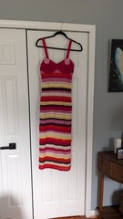 Farm Rio Striped Crochet Midi Sheath Dress Sweetheart Neckline Size S