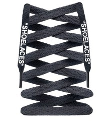 SHOELACES Off White Inspired Custom Printed “SHOELACES” Flat Silk Screen BLACK