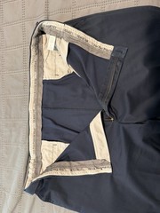 Haggar Men’s Navy Cotton Blend Flat Front Solid Straight Pants Button Zip 50×30