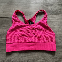 PINK ACTIVE Women’s Pink Ribbed Seamless Racerback Sports Bra Medium Support M