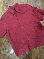 Axcess Men’s XL Red Solid Short Sleeve Button-Up Point Collar Shirt