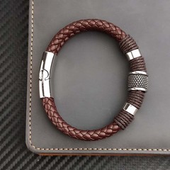 Sleek Magnetic Clasp Leather Bracelet Fits Casual & Professional Work Outfits