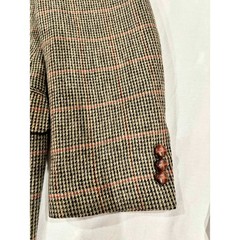 VTG Boston Traders Mens 100% Wool Blazer Glen Plaid Sport Coat Brown