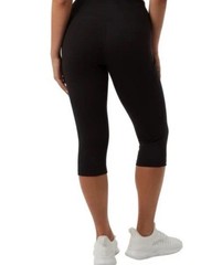 32 Degrees Women’s Cropped Leggings, Black, XS, Pockets 4-Way Stretch High Waist
