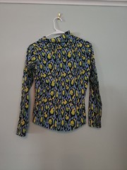 IBKUL Gemma Long Sleeve Mock Neck Golf Shirt in Multi Leopard Print