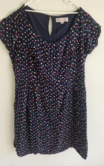 Pepperberry Navy Mini Dress UK 14RC Multicolour Spot Print Short Sleeve Fit & Fl