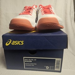 ASICS women’s Sky Elite FF Low Top Lace-Up Volleyball Sneakers White/Laser Pink