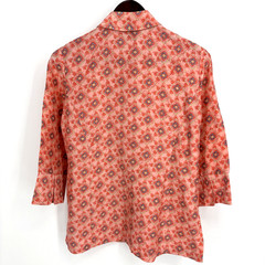 Vtg Peck & Peck Button Top Pink Floral Print Womens Sz 4 2000s Silk y2k