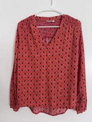 Hinge Womens Orange Peasant Boho Blouse Top Size Small Smocked Back