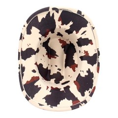 Women Western Cow Print Wide Brim Cowboy Hat with Cow Head Rivet Belt Decoration