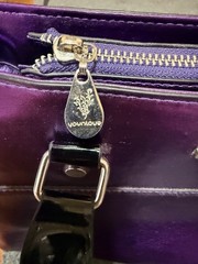 Younique Purple Metallic Satchel Top Handle Zip Bag w/ Detachable Strap Charm